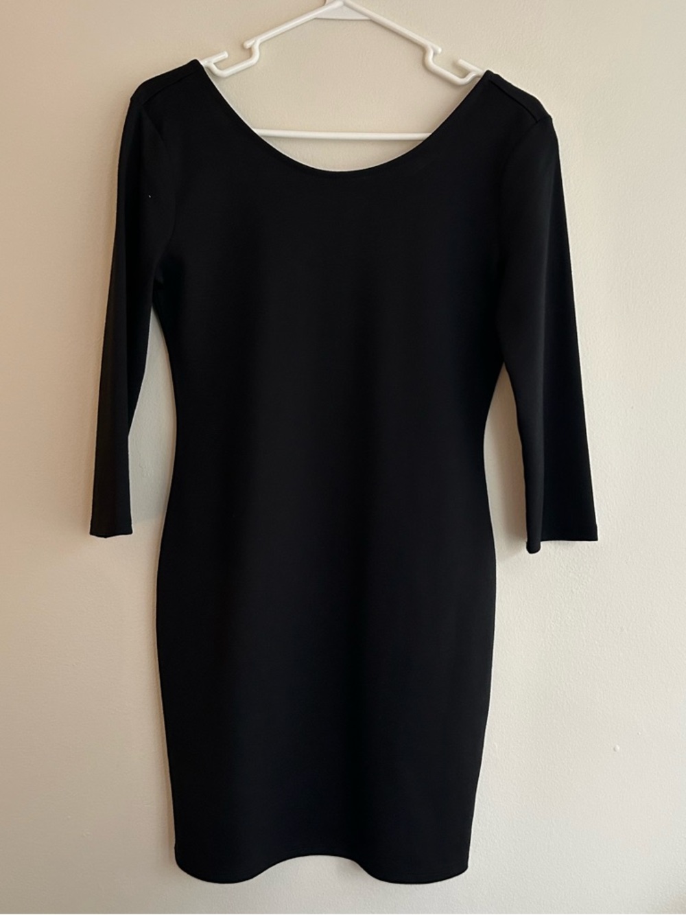 Forever 21 Women's Classic Black Sheath Dress, 3/4 Sleeves